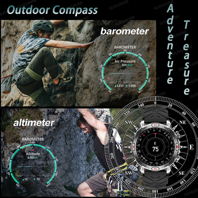 2024 Outdoor Smartwatch - 1.43” Display, 1ATM Waterproof, Bluetooth Calling, GPS Tracking, Compatible with Android & iOS