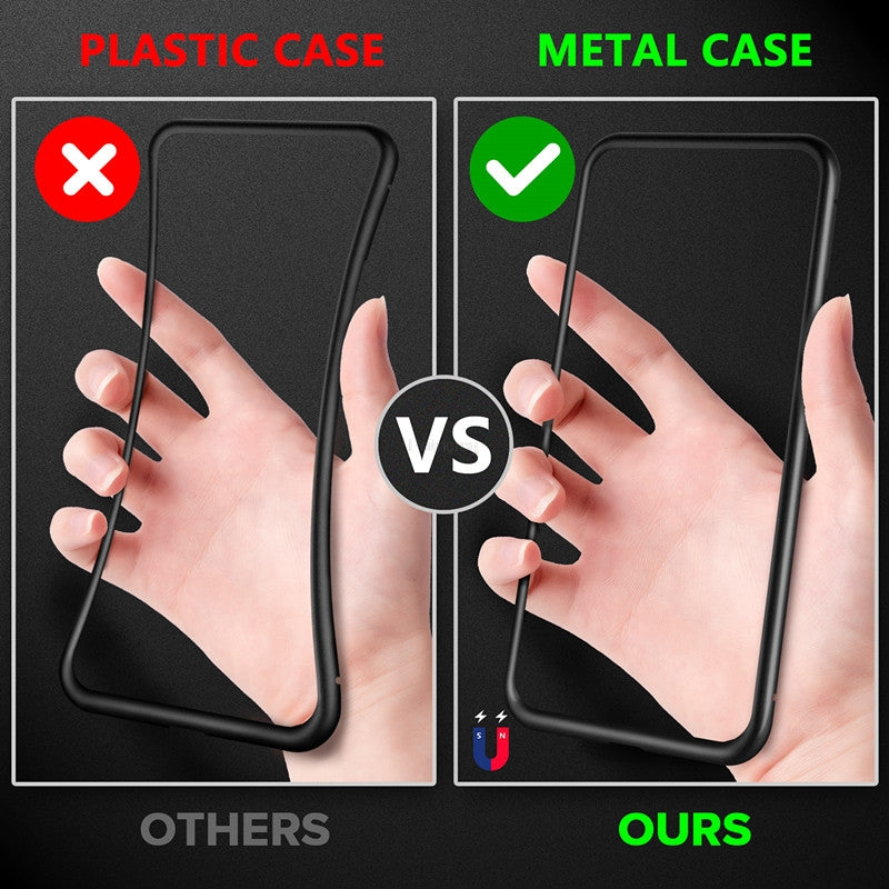 Magnetic Tempered Glass Privacy Case for iPhone (6-15, XR, 11 Pro MAX) - 360° Antispy Protective Cover