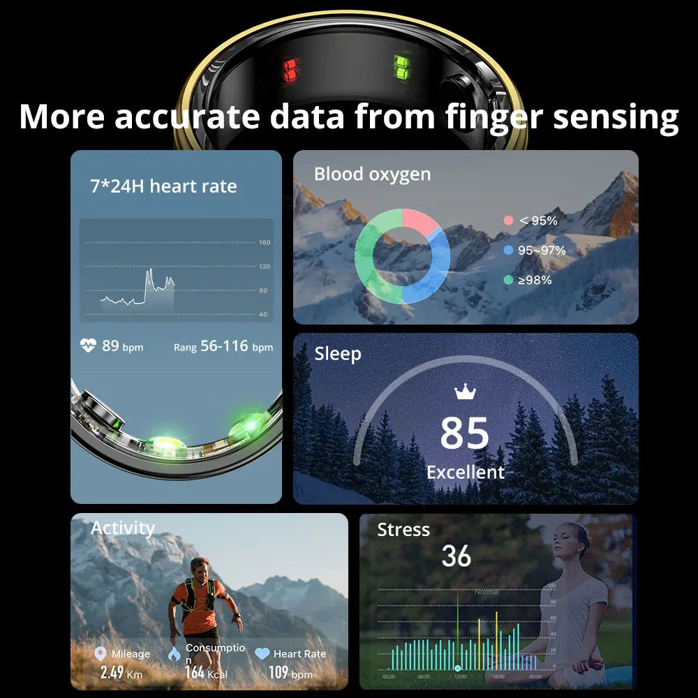 COLMI R06 Smart Ring - Heart Rate & Blood Oxygen Monitor, IP68/5ATM Waterproof, Multi-sport Mode